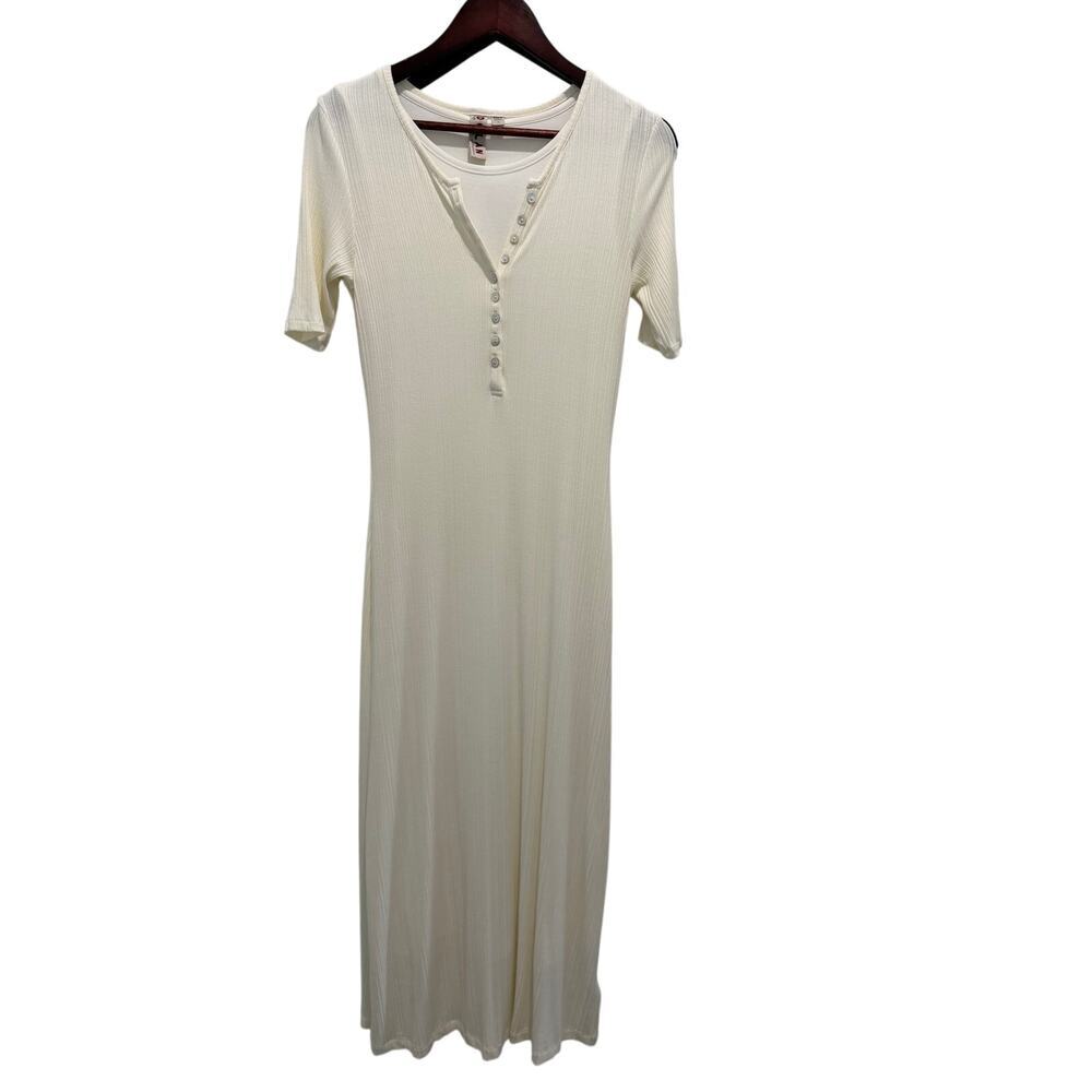 Dolan Anthropologie Orla Henley Ribbed Maxi Dress Size XS Minimalist
